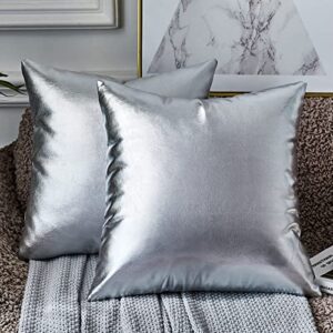eucior silver pillow covers,silver pillows decorative throw pillows,silver pillow covers 18x18,silver pillows pack of 2,silver throw pillows,silver decorative pillows for sofa bedroom car(silver)