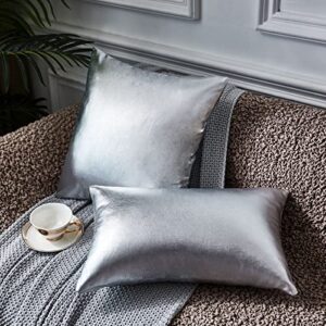 EUCIOR Silver Pillow Covers,Silver Pillows Decorative Throw Pillows,Silver Pillow Covers 18x18,Silver Pillows Pack of 2,Silver Throw Pillows,Silver Decorative Pillows for Sofa Bedroom Car(Silver)