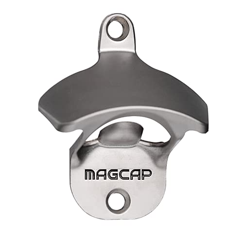 MAGCAP Outdoor Bottle Opener Wall Mounted - Style Magnetic Beer Bottle Opener that Catches Caps - Easy to Install and Incredibly Convenient