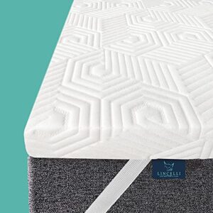 lincelli 3 inch memory foam mattress topper queen | select high density supportive memory foam pad | firm mattress topper