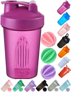 shaker bottle a small pure plum purple 12oz/400ml w. measurement marks & stainless whisk blender mixer ball,bpa free,made of pp5,-4~248 °f,perfect for nutrition/protein/keto/juice powder shaking
