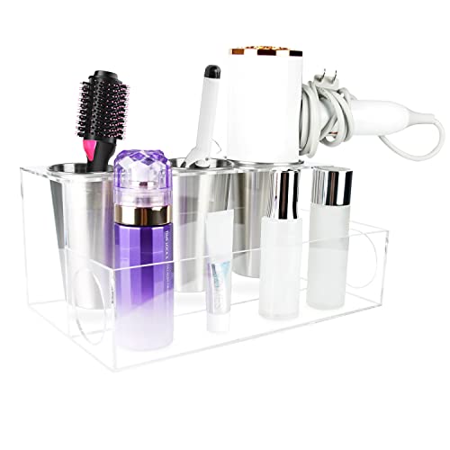 Acrylic Hair Tool Organizer, Bathroom Vanity Countertop Blow Dryer Holder, Hair Styling Tools & Accessories Storage Rack Holder