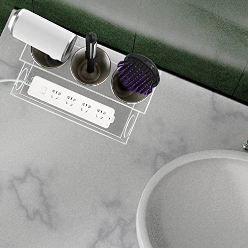 Acrylic Hair Tool Organizer, Bathroom Vanity Countertop Blow Dryer Holder, Hair Styling Tools & Accessories Storage Rack Holder