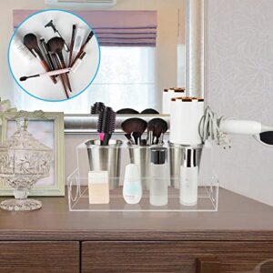 Acrylic Hair Tool Organizer, Bathroom Vanity Countertop Blow Dryer Holder, Hair Styling Tools & Accessories Storage Rack Holder