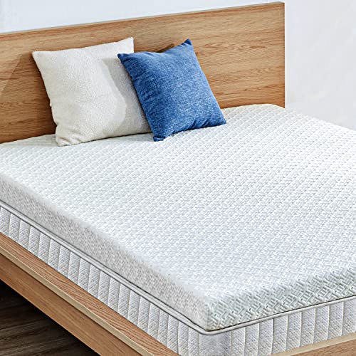 Tbfit 2 Inch Premium Gel-Infused Memory Foam Mattress Topper Full, Cooling & Ventilated Mattress Pad with Breathable Bamboo Cover, High Density & Comfort Body Support Bed Topper