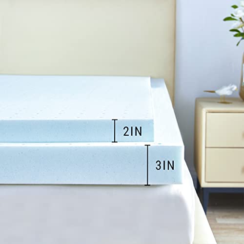 Tbfit 2 Inch Premium Gel-Infused Memory Foam Mattress Topper Full, Cooling & Ventilated Mattress Pad with Breathable Bamboo Cover, High Density & Comfort Body Support Bed Topper