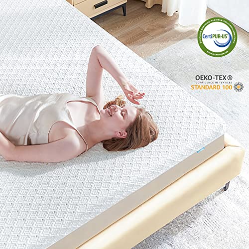 Tbfit 2 Inch Premium Gel-Infused Memory Foam Mattress Topper Full, Cooling & Ventilated Mattress Pad with Breathable Bamboo Cover, High Density & Comfort Body Support Bed Topper