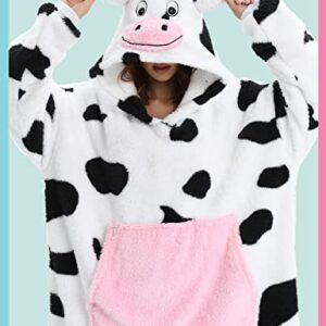 Oversized Wearable Blanket Sweatshirt for Adult Cute Animal Hoodie Blanket Jacket with Sleeves and Giant Pocket