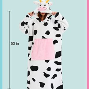 Oversized Wearable Blanket Sweatshirt for Adult Cute Animal Hoodie Blanket Jacket with Sleeves and Giant Pocket