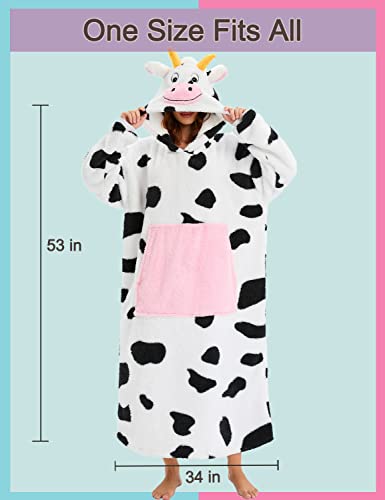 Oversized Wearable Blanket Sweatshirt for Adult Cute Animal Hoodie Blanket Jacket with Sleeves and Giant Pocket