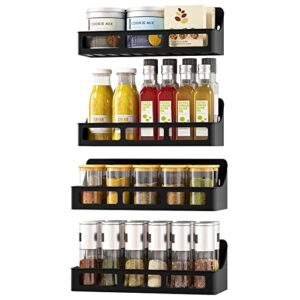 jewem magnetic spice rack for refrigerator, 4 pack magnetic shelf, magnetic fridge organizer, spice rack organizer, seasoning rack for kitchen organization and storage