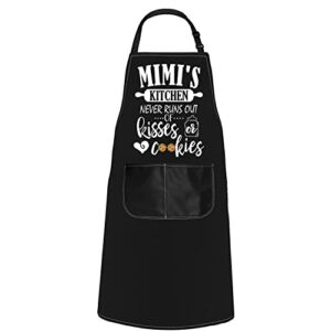 pofull mimi gift mimi mother's day gift mimi's kitchen never runs out of kisses and cookies (mimi's kitchen apron)