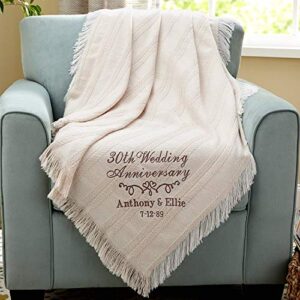Let's Make Memories Personalized Anniversary Embroidered Throw - Customized Blanket for Couples - Home Decor - Made in USA - 50" W x 60" L