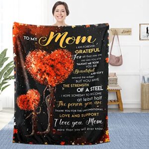gifts for mom blanket-christmas day gifts for mom-birthday gifts for mom from daughter son-soft flannel mother throw blanket for couch bedroom travel beach (60"x50",leaves)