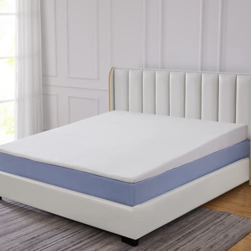 Cheer Collection Acid Reflux Bed Wedge Mattress Topper for Sleeping - Gentle Incline Mattress Elevator with Gel-Infused Memory Foam Top to Elevate Head and Upper Body - California King (72" x 84")