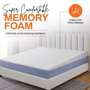 Cheer Collection Acid Reflux Bed Wedge Mattress Topper for Sleeping - Gentle Incline Mattress Elevator with Gel-Infused Memory Foam Top to Elevate Head and Upper Body - California King (72" x 84")