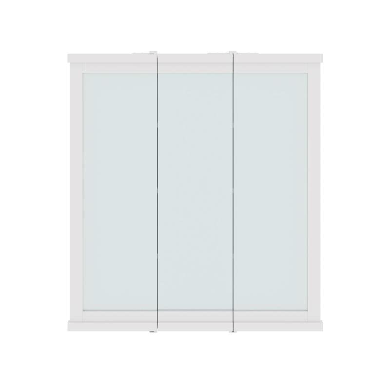 DHP Otum Bathroom 3 Door Mirrored Medicine Cabinet and Organizer, Surface Mount Wall Storage, White