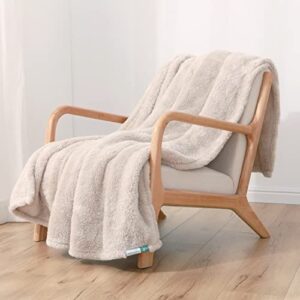 berkshire Recycled Eco Extra-Fluffy Throw Blanket,Ultra Fluffy Plush, High Pile Throw Blanket,All Season Comfort with 270GSM(Grain,55x70 inches)