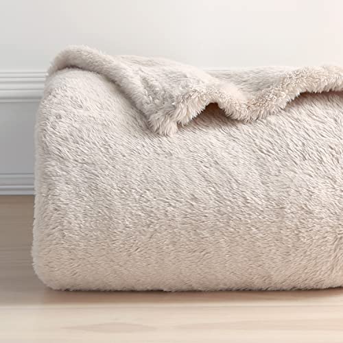 berkshire Recycled Eco Extra-Fluffy Throw Blanket,Ultra Fluffy Plush, High Pile Throw Blanket,All Season Comfort with 270GSM(Grain,55x70 inches)