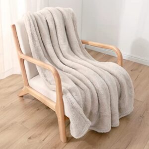 berkshire Recycled Eco Extra-Fluffy Throw Blanket,Ultra Fluffy Plush, High Pile Throw Blanket,All Season Comfort with 270GSM(Grain,55x70 inches)