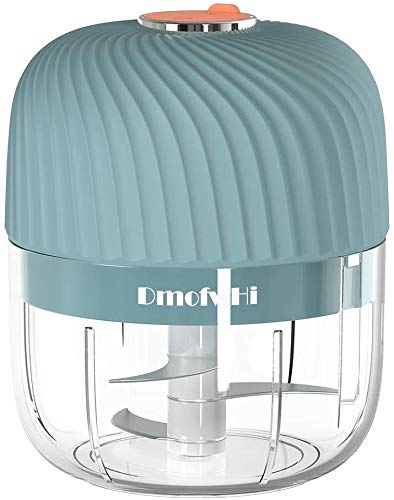 DmofwHi Electric Garlic Chopper,Cordless Mini Chopper With USB Rechargeable,304 Stainless Steel Blade,250ml Portable Electric Mini Food Chopper for Garlic,Ginger,Onion,Meat-Blue