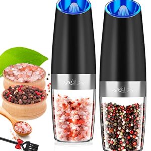 Gravity Electric Salt and Pepper Grinder Set, Automatic Pepper and Salt Mill Grinder Battery-Operated with Adjustable Coarseness, LED Light, One Hand Operated By Rongyuxuan