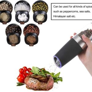 Gravity Electric Salt and Pepper Grinder Set, Automatic Pepper and Salt Mill Grinder Battery-Operated with Adjustable Coarseness, LED Light, One Hand Operated By Rongyuxuan