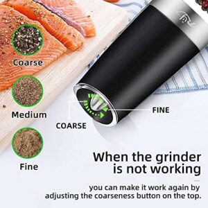 Gravity Electric Salt and Pepper Grinder Set, Automatic Pepper and Salt Mill Grinder Battery-Operated with Adjustable Coarseness, LED Light, One Hand Operated By Rongyuxuan