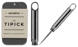 dailycarryco. tipick titanium toothpick metal toothpick keychain holder portable travel toothpick (polished)
