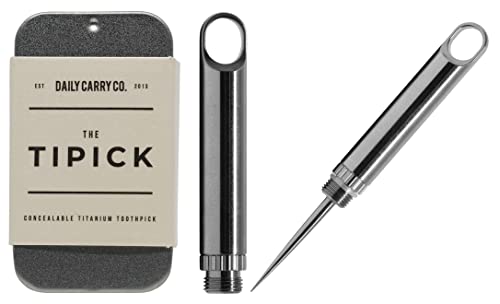 DAILYCARRYCO. TiPick Titanium Toothpick Metal Toothpick Keychain Holder Portable Travel Toothpick (Polished)