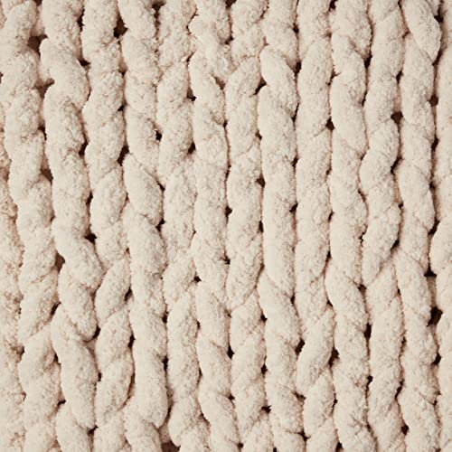 Casaphoria Luxury Chunky Knit Throw Blanket-Large Cable Knitted Soft Cozy Polyester Chenille Bulky Blankets for Cuddling up in Bed, on The Couch or Sofa,Home Decor, Gift, 50"x60",Pack of 1,Beige