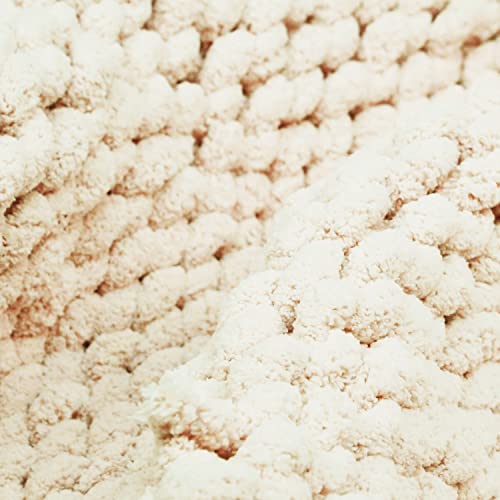 Casaphoria Luxury Chunky Knit Throw Blanket-Large Cable Knitted Soft Cozy Polyester Chenille Bulky Blankets for Cuddling up in Bed, on The Couch or Sofa,Home Decor, Gift, 50"x60",Pack of 1,Beige