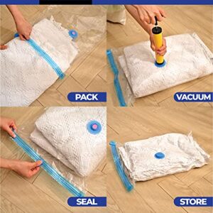 25 Pcs Vacuum Storage Bags-Space Saver Vacuum Storage Bags for Clothes(5 Jumbo, 5 Large, 5 Medium, 5 Small, 5 Roll Up Bags)Storage Bags Vacuum Sealed with Hand Pump for Comforter,Blanket and Bedding