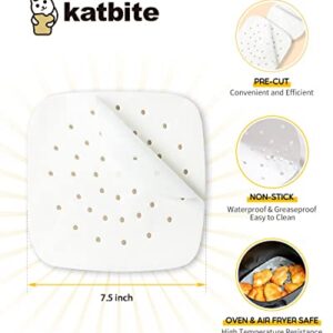 Katbite Air Fryer Parchment Paper, 7.5 inch Heavy Duty Square Air Fryer Liners, Perforated Parchment Paper for Air Fryer, Oven, Steamer, Pans, Extra Strong, No Burn, Easy Cleanup, 120Pcs