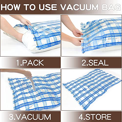 Vacuum Storage Bags, 5 Large Space Saver Vacuum Seal Bags, Space Bags, Vacuum Sealer Bags for Clothes, Comforters, Blankets, Bedding (6L)