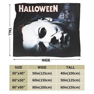 2PCS Horror Movie Watching Halloween Michael Myers Throw Blanket Scary Movie Scream for Couch Sofa or Bed 50inch*60inch Pillow Covers 18 * 18inch
