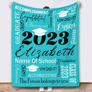 yfgohighhh personalized name bedding throw blankets graduation, blue picture blanket for family friend pet christmas birthday wedding-32 x48