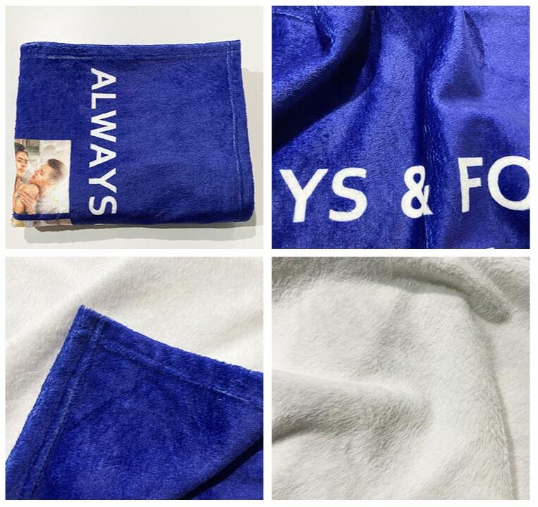 YFgohighhh Personalized Name Bedding Throw Blankets Graduation, Blue Picture Blanket for Family Friend Pet Christmas Birthday Wedding-32 x48