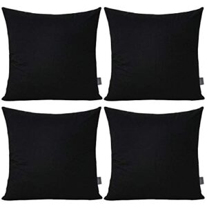 4-pack 100% cotton comfortable solid decorative throw pillow case,thmyo square cushion cover pillowcase sublimation blank pillow covers christmas diy throw pillowcase for sofa(18x18inch/45x45cm,black)
