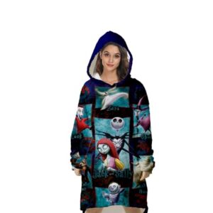 Christmas Blanket Hoodie Women Plus Size,Warm Soft Halloween Wearable Blanket Adult Hoodie,Novelty Flannel Blanket Sweatshirt,with Pockets Pullover Pajamas for Teens 5'5"-5'11"