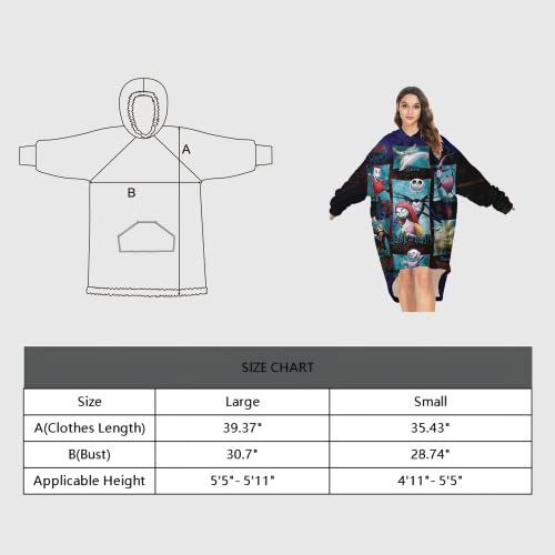 Christmas Blanket Hoodie Women Plus Size,Warm Soft Halloween Wearable Blanket Adult Hoodie,Novelty Flannel Blanket Sweatshirt,with Pockets Pullover Pajamas for Teens 5'5"-5'11"