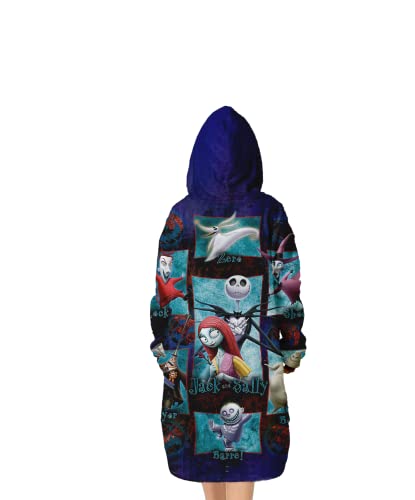 Christmas Blanket Hoodie Women Plus Size,Warm Soft Halloween Wearable Blanket Adult Hoodie,Novelty Flannel Blanket Sweatshirt,with Pockets Pullover Pajamas for Teens 5'5"-5'11"