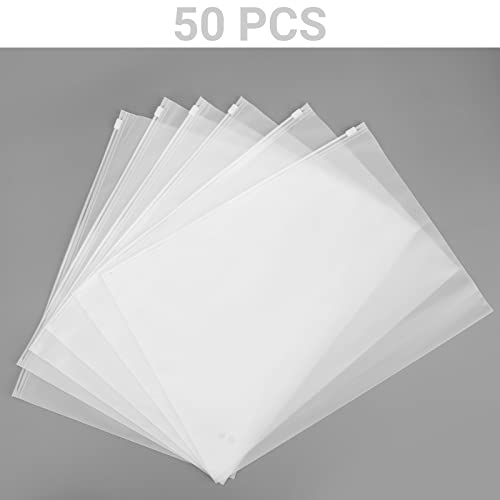 Svaldo Packaging Clothing Bags, 50Pcs 14x10 inch Large Frosted Ziplock Bags for Clothes, Poly Plastic Bag for Packing Selling Apparel Organization, Custom T-Shirts, Pillowcases, with Vent Holes, 3 Mil