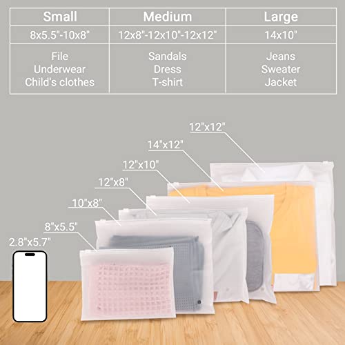 Svaldo Packaging Clothing Bags, 50Pcs 14x10 inch Large Frosted Ziplock Bags for Clothes, Poly Plastic Bag for Packing Selling Apparel Organization, Custom T-Shirts, Pillowcases, with Vent Holes, 3 Mil