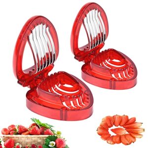 lifvcnt 2pcs strawberry slicer kitchen gadget, strawberry accessories fruit slicer cutter set, strawberry cutter slicer stainless steel blade craft fruit tools