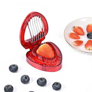LIFVCNT 2pcs Strawberry Slicer Kitchen Gadget, Strawberry Accessories Fruit Slicer Cutter Set, Strawberry Cutter Slicer Stainless Steel Blade Craft Fruit Tools