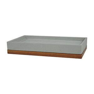 nu steel concrete, made of cement storage organizer tray for bathroom vanity countertops, closets - holder for watches, earrings, makeup brushes, reading glass, perfume, guest hand towel - stone/brown
