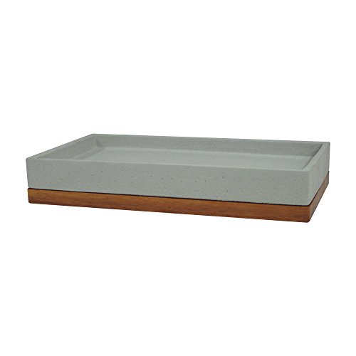 nu steel Concrete, made of cement Storage Organizer Tray for Bathroom Vanity Countertops, Closets - Holder for Watches, Earrings, Makeup Brushes, Reading Glass, Perfume, Guest Hand Towel - Stone/brown