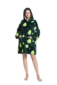 brotoard wearable blanket hoodie oversized sweatshirt for adult women and girl with sleeves and pocket, one size, green