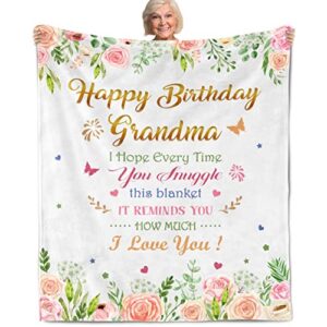 kjacgad grandma birthday gifts, gifts for grandma mothers day, birthday gifts for grandma, happy birthday grandma, grandma birthday blanket, birthday presents for grandma 60x50 inch